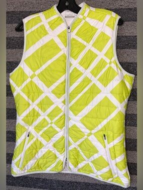 Nike Golf Ladies' Best M Tour Performance Lime Quilted Puffer Vest Large EUC